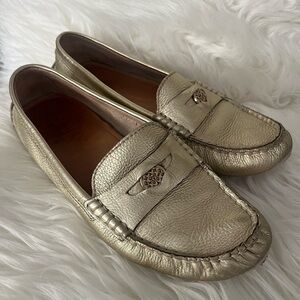 Coach Metallic Gold Leather Penny Loafers